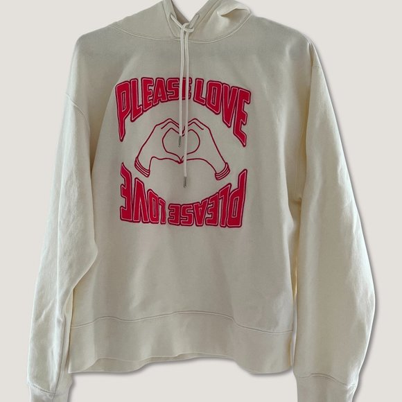 NEW Cream Red Sandro "Please Love" Heart Hoodie - Picture 3 of 5